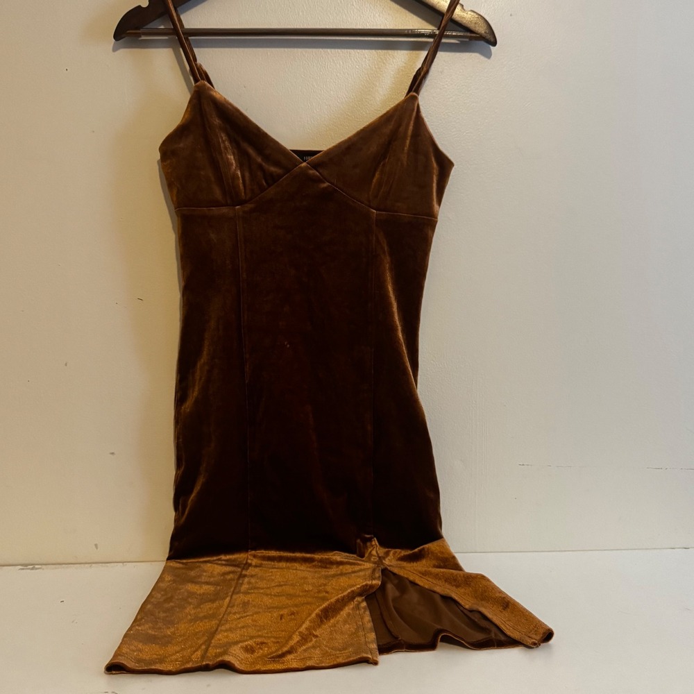 Forever 21 Women's Sz M Brown Copper Velvet Fall Fairy Formal Boho Indie